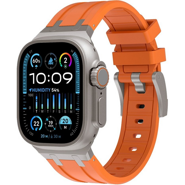 Ремінець силікон (класик) для Apple Watch 46 mm (Series 10 | 11) orange-titanium 107250 фото