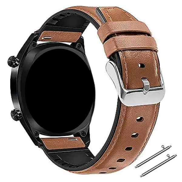 Ремінець шкіра+силікон для Garmin Venu 4 (45 mm) коричнево-срібний 107923 фото