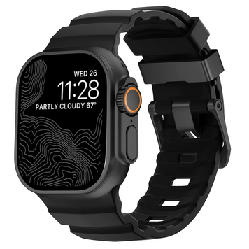 Ремешок силикон (ребристый) для Apple Watch 42 mm (Series 1 | 2 | 3) black-black 107211 фото