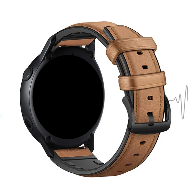 Ремешок кожа+силикон для Garmin Venu 4 (45 mm) коричнево-черный 107924 фото