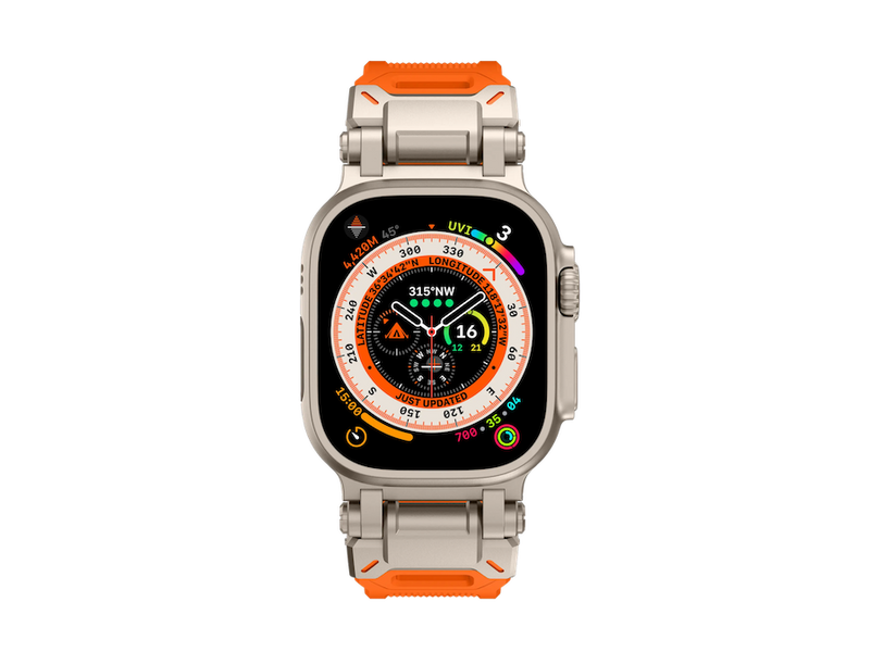 Ремешок силикон+метал для Apple Watch 42 mm (Series 1 | 2 | 3) titanium-orange 105026 фото