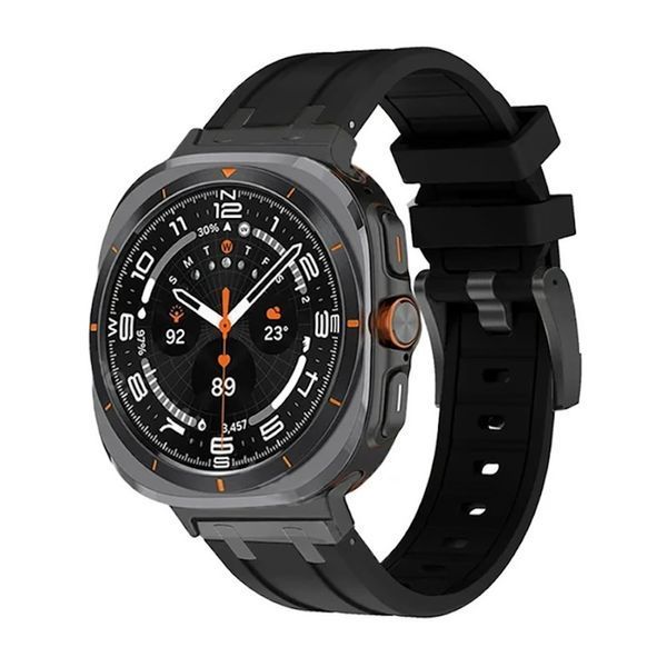 Ремінець силікон (класик) для Samsung Galaxy Watch Ultra | Ultra 2025 чорно-чорний 107198 фото