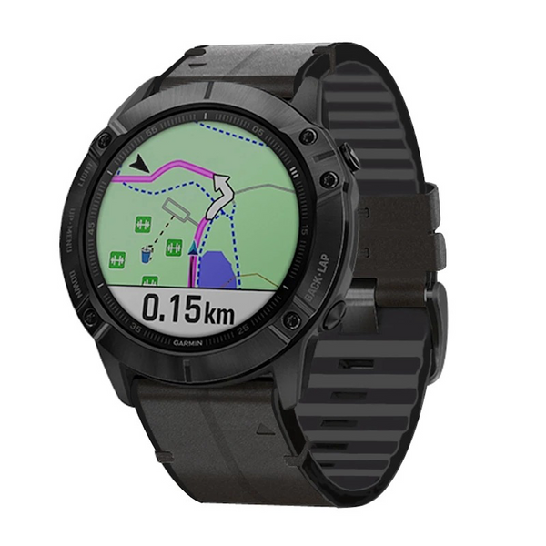 Ремінець шкіра+силікон для Garmin Fenix 8 | Fenix 8 Pro | Fenix E (47 mm) чорний 107450 фото