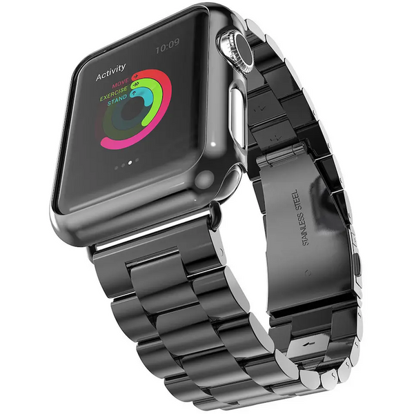 Ремешок браслет (3 звена) для Apple Watch 44 mm (Series 4 | 5 | 6 | SE | SE 2 | SE 3) черный 101902 фото
