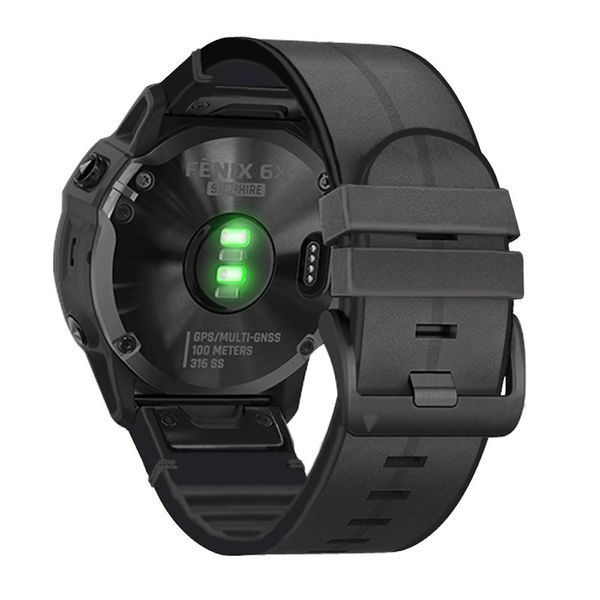 Ремінець шкіра+силікон для Garmin Fenix 7 | Fenix 7 Pro чорний 107456 фото