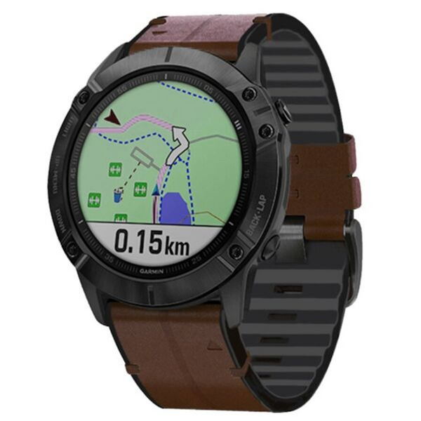 Ремінець шкіра+силікон для Garmin Tactix 7 | Tactix 7 Pro | Tactix Delta коричневий 108142 фото