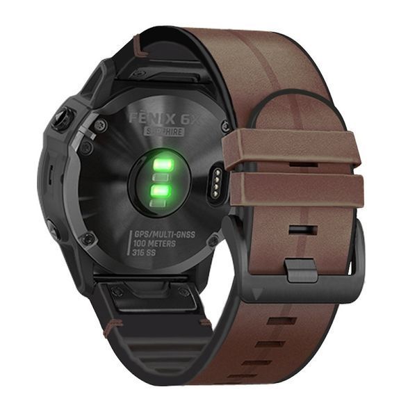 Ремінець шкіра+силікон для Garmin Tactix 7 | Tactix 7 Pro | Tactix Delta коричневий 108142 фото