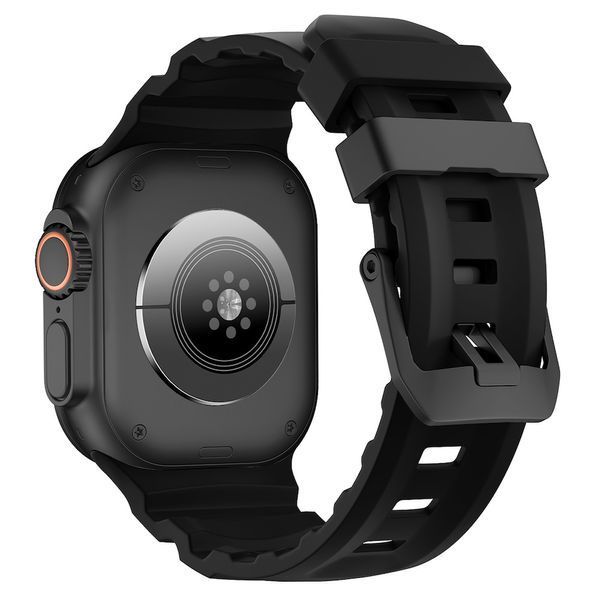 Ремешок силикон (ребристый) для Apple Watch 45 mm (Series 7 | 8 | 9) black-black 107219 фото