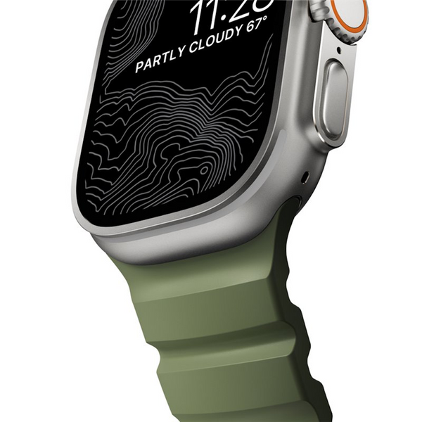 Ремінець силікон (ребристий) для Apple Watch 45 mm (Series 7 | 8 | 9) titanium-green 107222 фото
