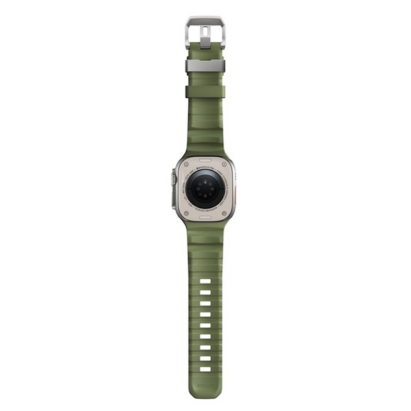 Ремінець силікон (ребристий) для Apple Watch 45 mm (Series 7 | 8 | 9) titanium-green 107222 фото