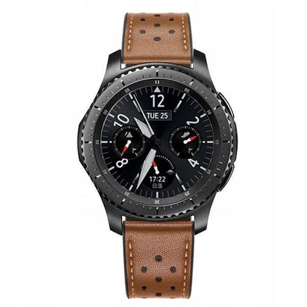 Ремешок кожа (перфорация) для OnePlus Watch 3 (46 mm) коричневый 108454 фото
