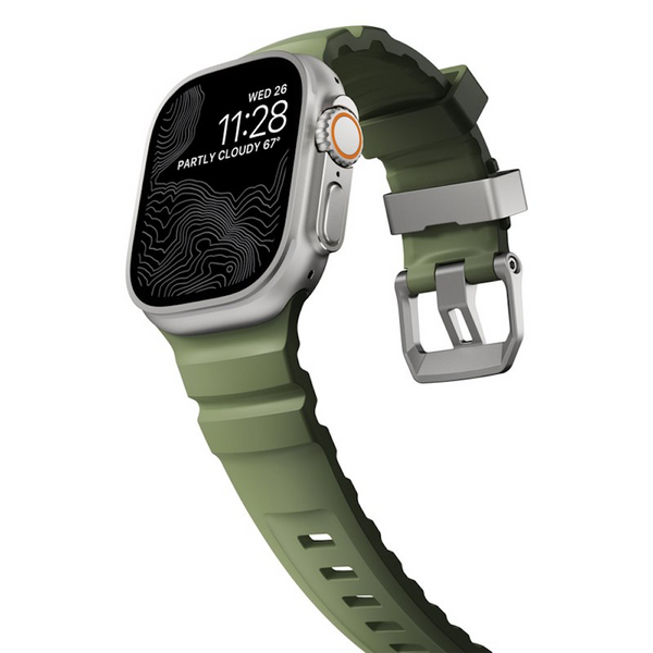 Ремешок силикон (ребристый) для Apple Watch 46 mm (Series 10 | 11) titanium-green 107230 фото